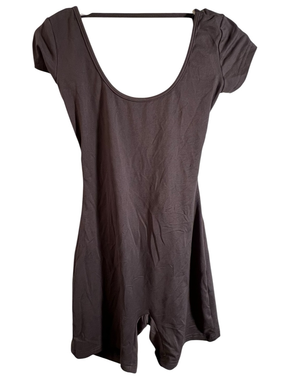 Women’s Size Small Athletic Romper Short Sleeve Open Back Dark Gray Scoop Neck